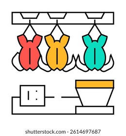 chicken processing line icon vector. chicken processing sign. isolated symbol illustration