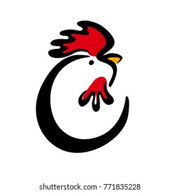 Chicken profile with one face and one body logo