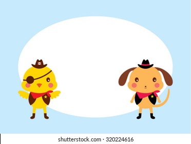 chicken and puppy friend tag vector