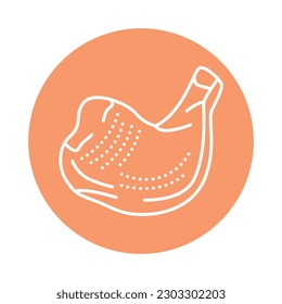 Chicken quarter color line icon. Cutting meat. Pictogram for web page, mobile app, promo.