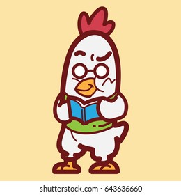 Chicken reading book