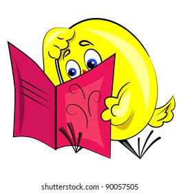 chicken reading book.vector illustration.isolated character on white background