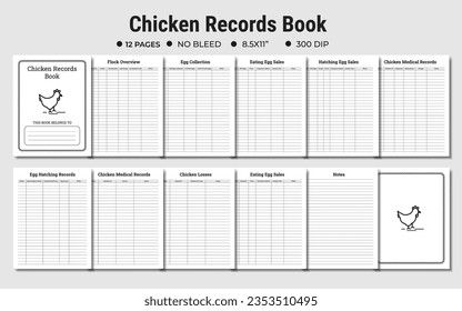 Chicken Records Book, Chicken Maintenance Journal Or Logbook, Kdp Interior