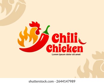 Chicken and red chili logo is suitable for culinary business of chicken dishes