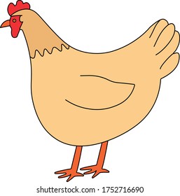 Chicken with red comb. Vector Illustration