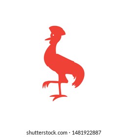 Chicken Red Icon On White Background. Red Flat Style Vector Illustration.