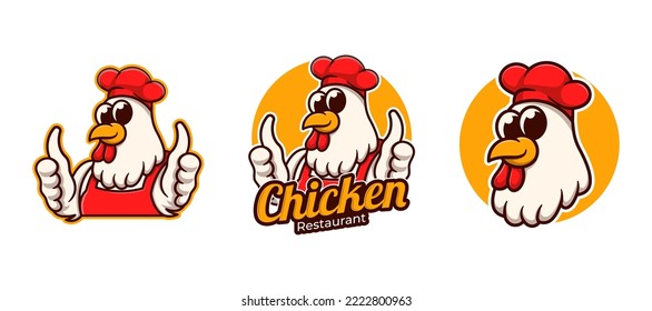 Chicken Restaurant Logo Cartoon Illustration