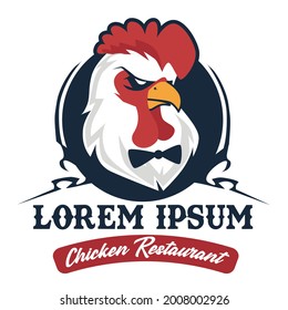 Hühnerrestaurant-Logo-Cartoon auf Vektorgrafik