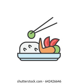 Chicken rice flat line icon.