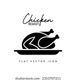 Chicken roast flat vector icon