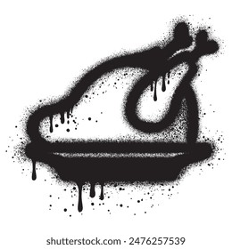 Chicken roast graffiti with black spray paint. vector illustration.