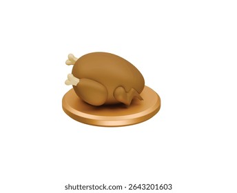 ícone assado de frango renderização de ilustração 3d