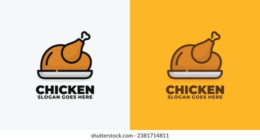 Chicken roast logo design vector