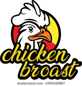 Chicken roast mascot logo vector. Chicken vector illustration, Roast chicken restaurant logo, Fried chicken logo for restaurant