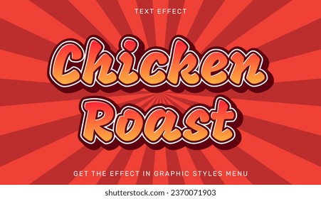 Chicken roast text effect template in 3d design