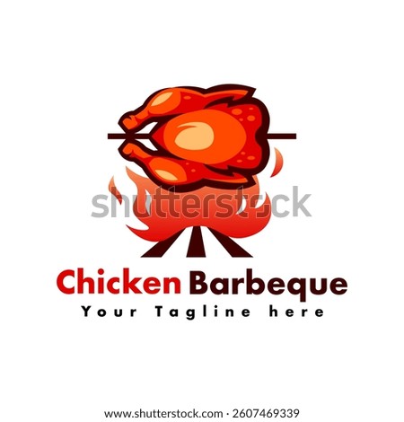 chicken roasted on fire logo design for restaurant and cafe