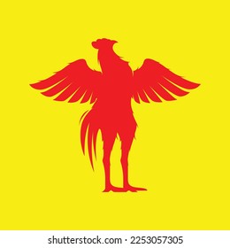 chicken rooster angel with giant body food restaurant isolated logo design vector icon illustration template