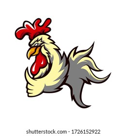 Chicken rooster athletic club vector logo concept isolated on white background for badge, emblem and t shirt printing. Modern sport team mascot badge design.