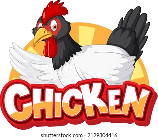 Chicken rooster cartoon character logo illustration