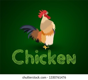 chicken rooster crowing,vector design