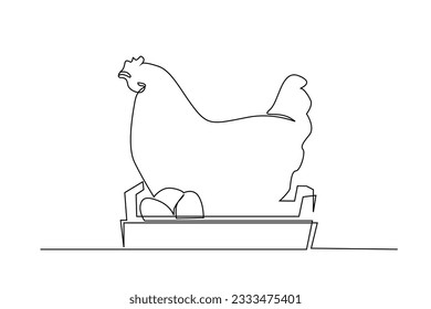 chicken rooster egg animal farm line art