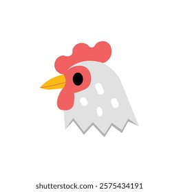 Chicken rooster face head mascot vector icon. Chicken vector emoji icon. 