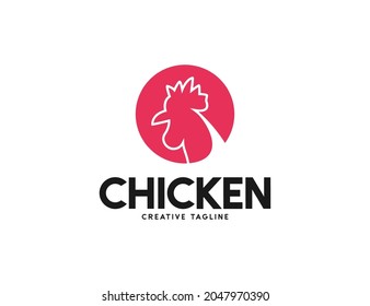 Chicken rooster head logo design with circle style