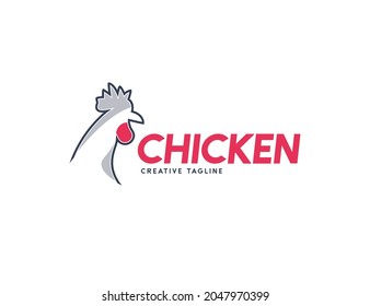 Chicken rooster head logo design template