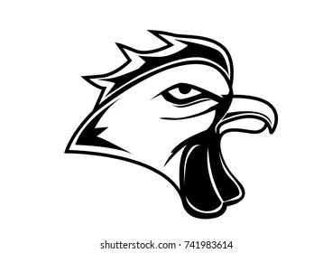 Chicken rooster head, mascot 