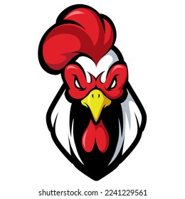 Chicken rooster head mascot design logo vector