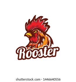 Chicken rooster head mascot. Rooster logo icon