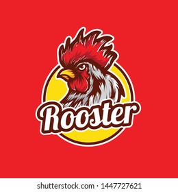 Chicken rooster head mascot. Rooster logo icon