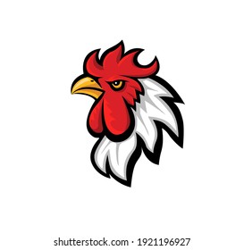 chicken Rooster head mascot logo isolated on white background