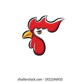 chicken Rooster head mascot logo isolated on white background