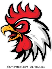 chicken Rooster head mascot logo isolated on white background