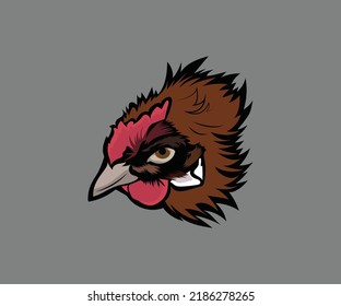pollo Rooster cabeza mascota logotipo aislado en un fondo agradable