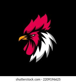 chicken rooster head mascot sport esport logo template