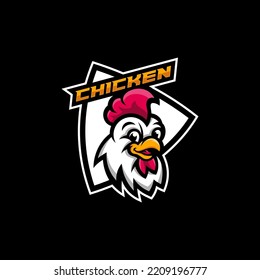 chicken rooster head mascot sport esport logo template
