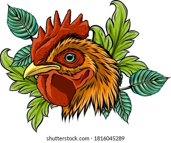 Chicken rooster head mascot vector illustration design