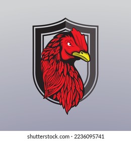 Hühnerroster-Kopfmaskottvektor. Rooster-Logo-Symbol