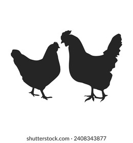 Chicken, Rooster, Hen Silhouette Vector 1