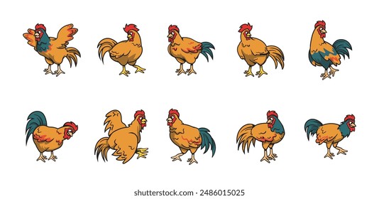 Chicken Rooster Illustration Set Collection