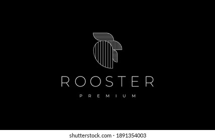 Chicken Rooster Line Logo Design Vector Illustration