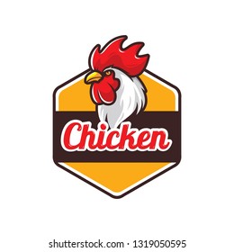 Chicken rooster logo design isolated on white background 