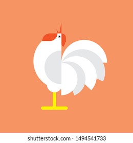Chicken, rooster logo. Flat Elements. Vector illustration hen . Laybel for market, poultry, farm, zoo, veterinary clinic. Flat modern design. Stylized cock
