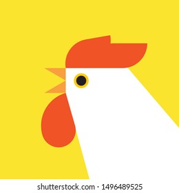 Chicken, rooster logo. Flat Elements. Vector illustration hen . Label for market, farm, zoo, veterinary clinic. Flat modern design. Stylized cock