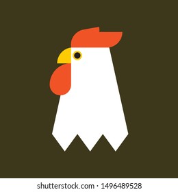 Chicken, rooster logo. Flat Elements. Vector illustration hen . Laybel for market, farm, zoo, veterinary clinic. Flat modern design. Stylized cock