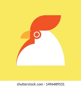 Chicken, rooster logo. Flat Elements. Vector illustration hen . Label for market, farm, zoo, veterinary clinic. Flat modern design. Stylized cock