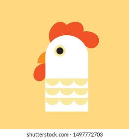 Chicken, rooster logo. Flat Elements. Vector illustration hen . Label for market, poultry farm, zoo, veterinary clinic. Flat modern design. Stylized cock