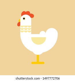 Chicken, rooster logo. Flat Elements. Vector illustration hen . Label for market, poultry farm, zoo, veterinary clinic. Flat modern design. Stylized cock
